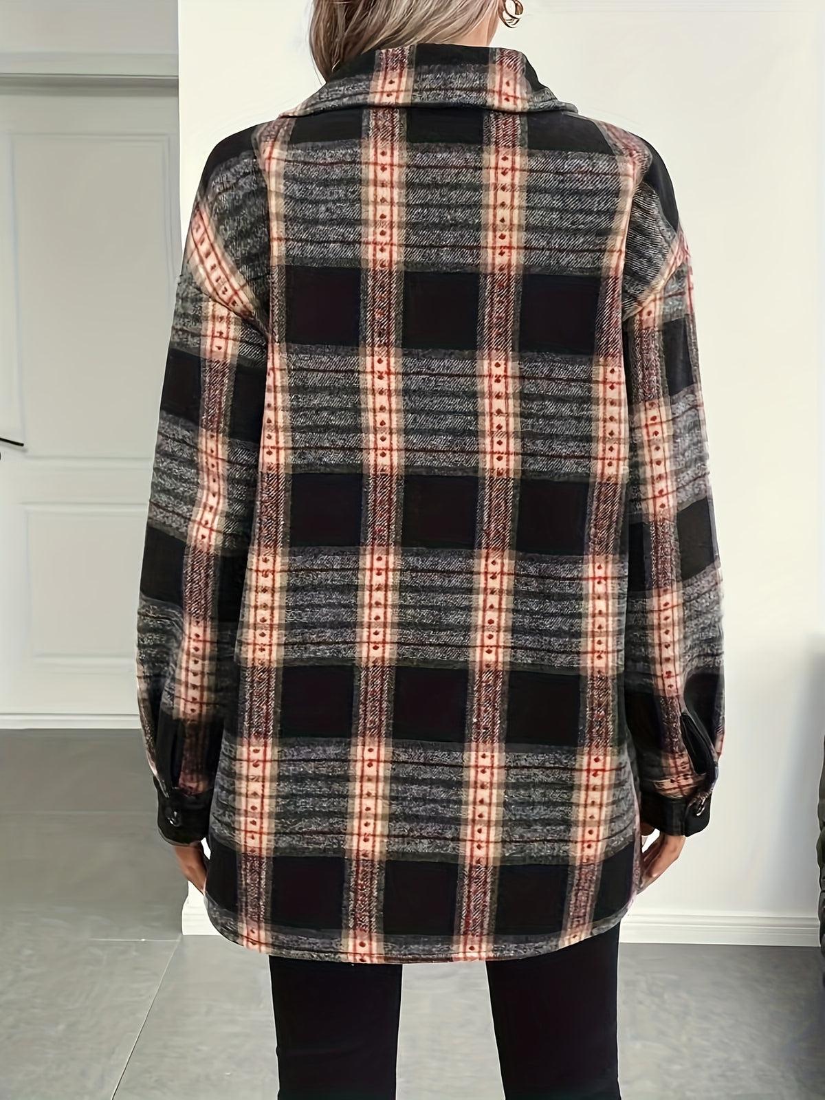 Plaid Print Composite Plush Casual Women'S Fall Winter Style Shirt Jacket () - Mixed colors