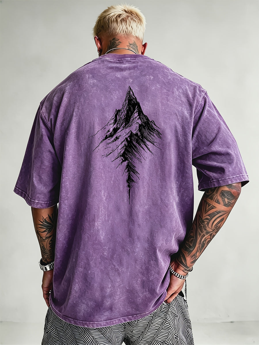 Men'S Heavyweight Distressed T-Shirt Washed Acid Wash Graphic Tee Vintage Aesthetic Streetwear Pure Breathable Comfort High Street Style Minimalist Casual Gym Workout Short Sleeve Essential Undershirt 2026 Summer New - Purple
