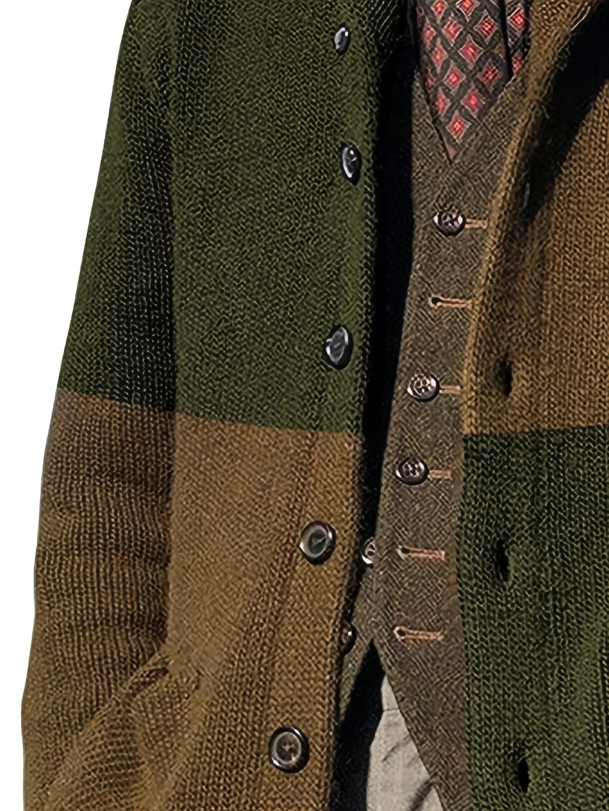 Men's Autumn and Winter New Style Lapel Single Breasted Cardigan Color Blocked Fashionable Casual Business Versatile Slim Fit Skin Friendly Comfortable Soft Warm Long Sleeved Pocket Durable Sports Vitality Simple Knitted Sweater - Army Green