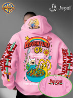 Official Warner Bros., Trendy Cool American Street Style Classic Character Theme Print Hoodie, American Street Style Unisex Long Sleeve Top, Suitable for Daily And Outdoor Activities, Ideal Warm Outerwear Choice for Autumn And Winter! - Pink Color