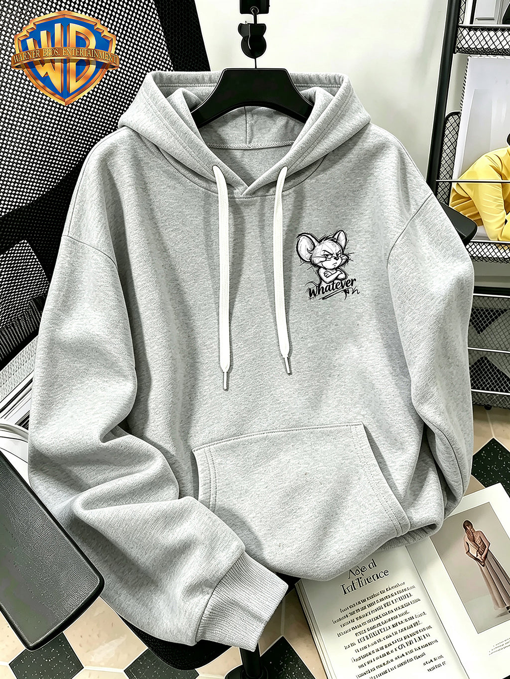 Halloween/Back to School/Date Night/Father'S Day Gift Choice - Sketch Style Cute Little Mouse Print Hoodie - Men'S Essential Hoodie with Pockets And Drawstring Design, Ideal for Warmth, Perfect for Casual Wear Or Outdoor Activities - Unisex - Light Grey