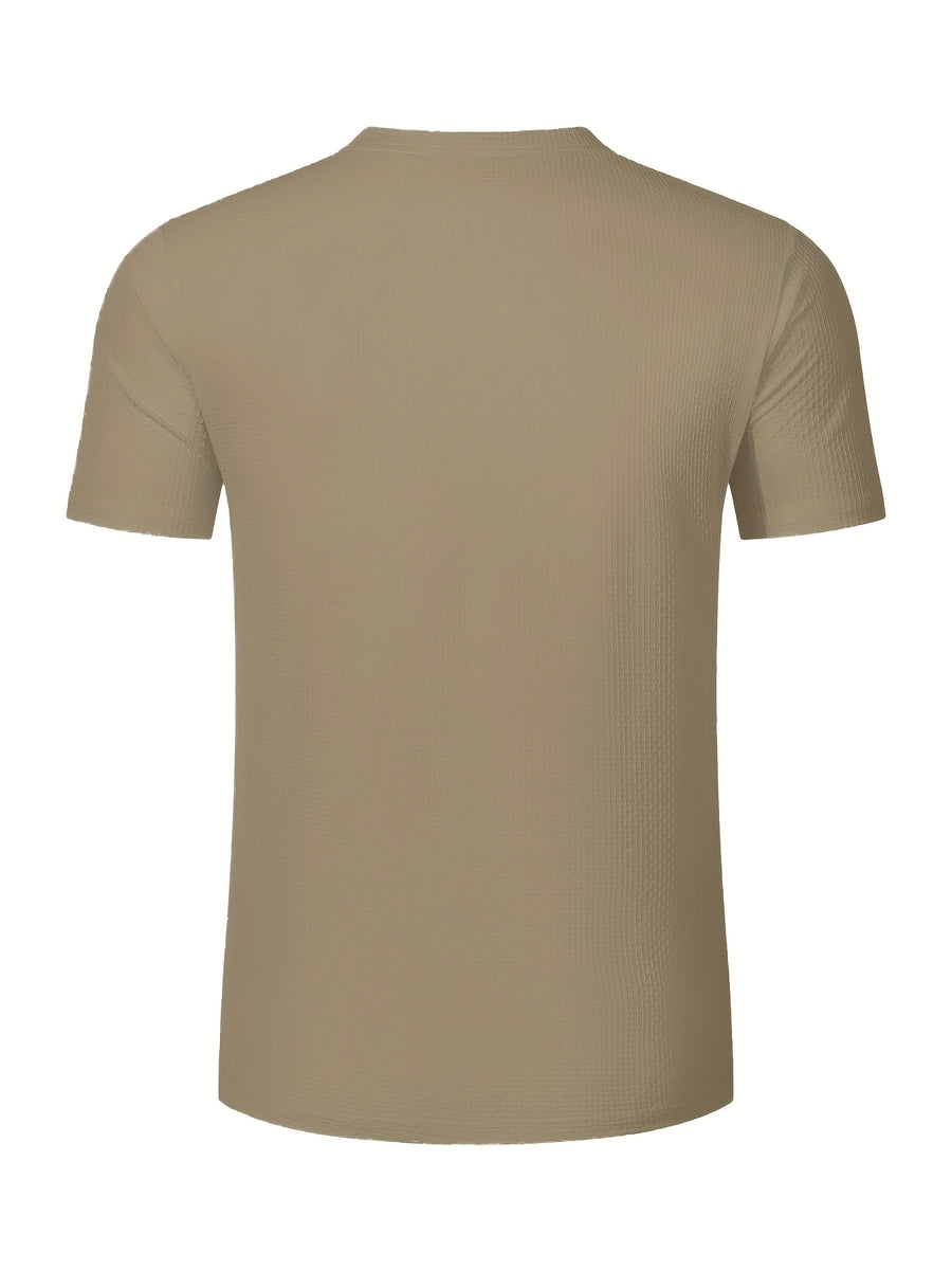 [Villa Le Water OBM] Summer Men'S New Random Print Comfortable Round Neck Men'S New Athletic Casual Fashion All-Match T-Shirt - Khaki