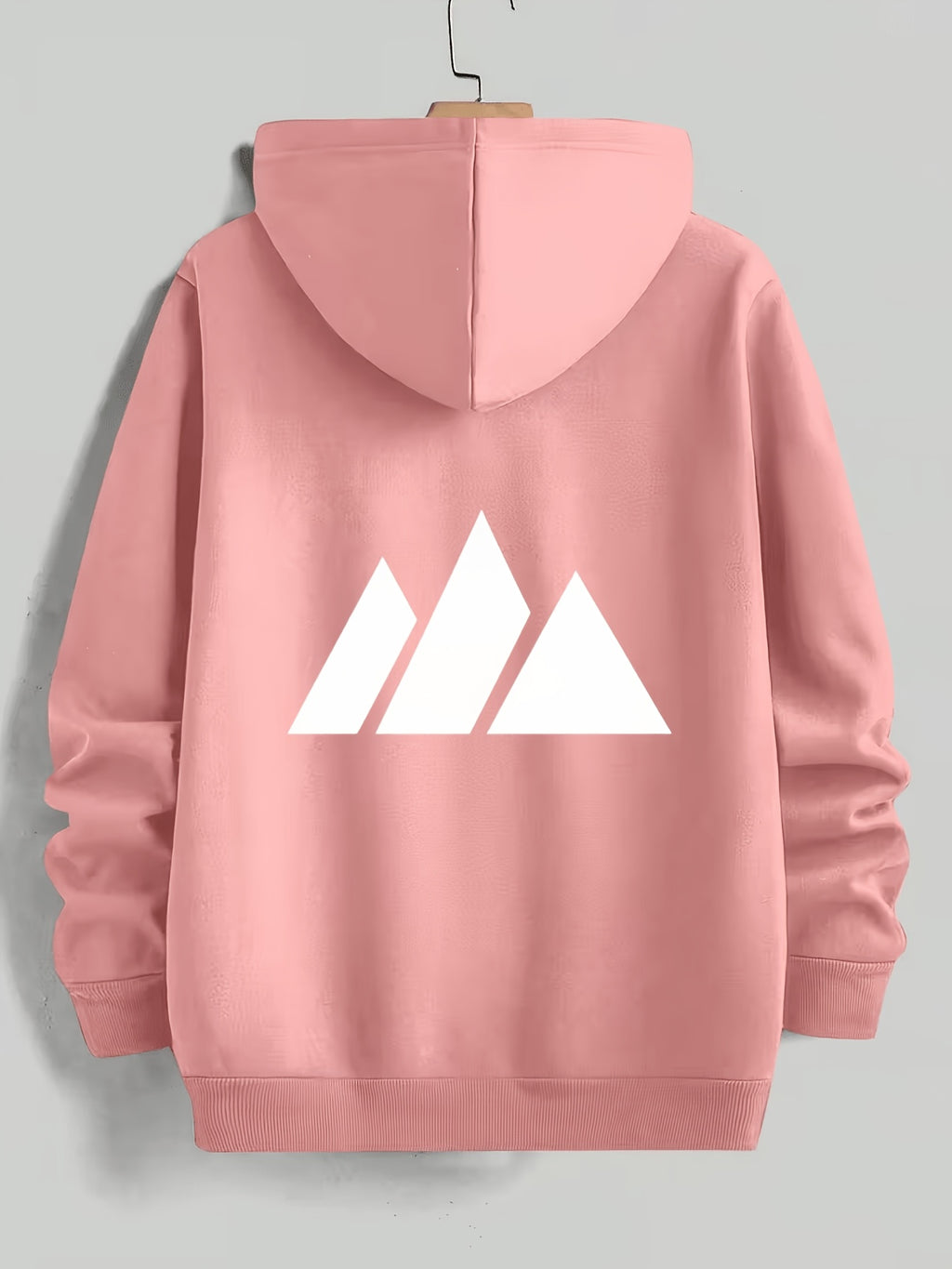 Men'S Hoodie Geometric Mountain Print Pullover Hooded Long Sleeve Oversized Fit Casual Streetwear Daily Comfortable Fall Winter Factory Direct Shipping - Pink Color