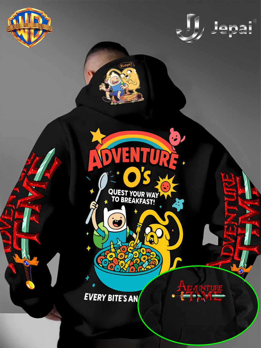 Official Warner Bros., Trendy Cool American Street Style Classic Character Theme Print Hoodie, American Street Style Unisex Long Sleeve Top, Suitable for Daily And Outdoor Activities, Ideal Warm Outerwear Choice for Autumn And Winter! - Black