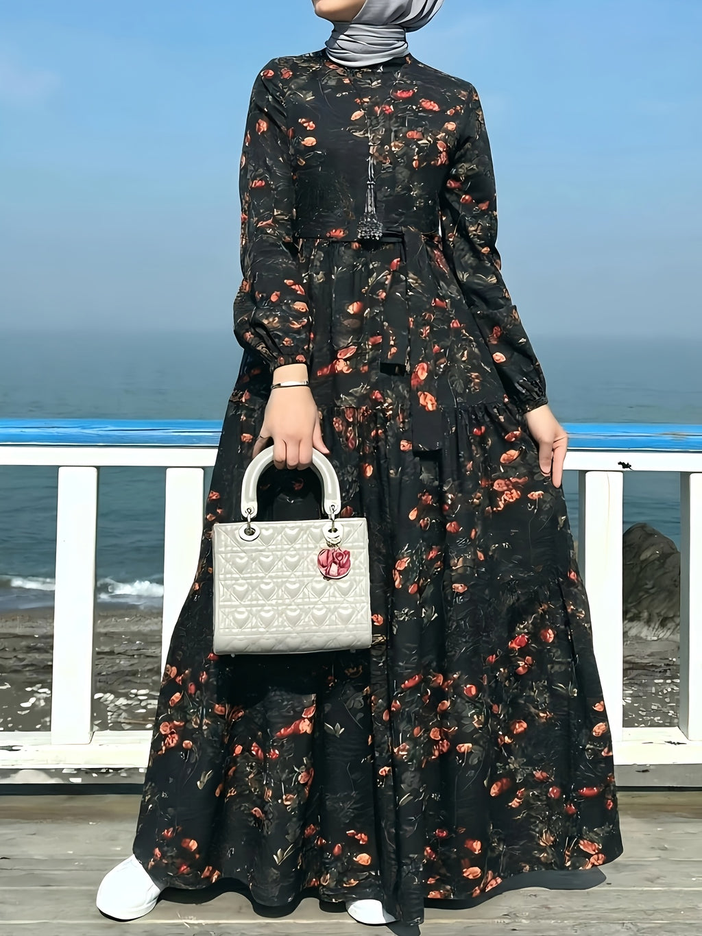 Fashionable and Elegant Printed Dress 8330-1 - Black