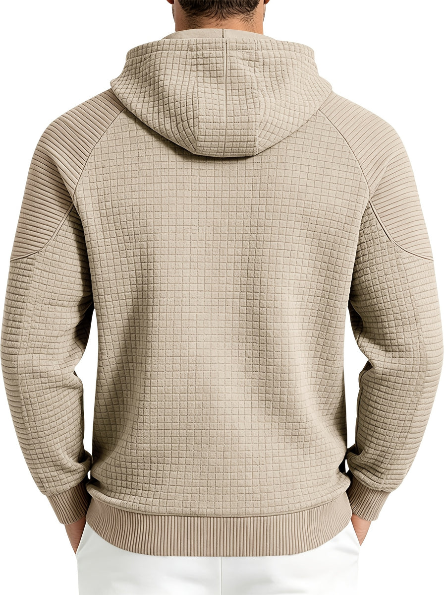 Maqiqi OBM Men's New Autumn/Winter Solid Color Warm and Comfortable Hooded Sweatshirt, Stylish and Versatile for Daily Casual, Work, Commuting, and Outdoor Activities - Khaki