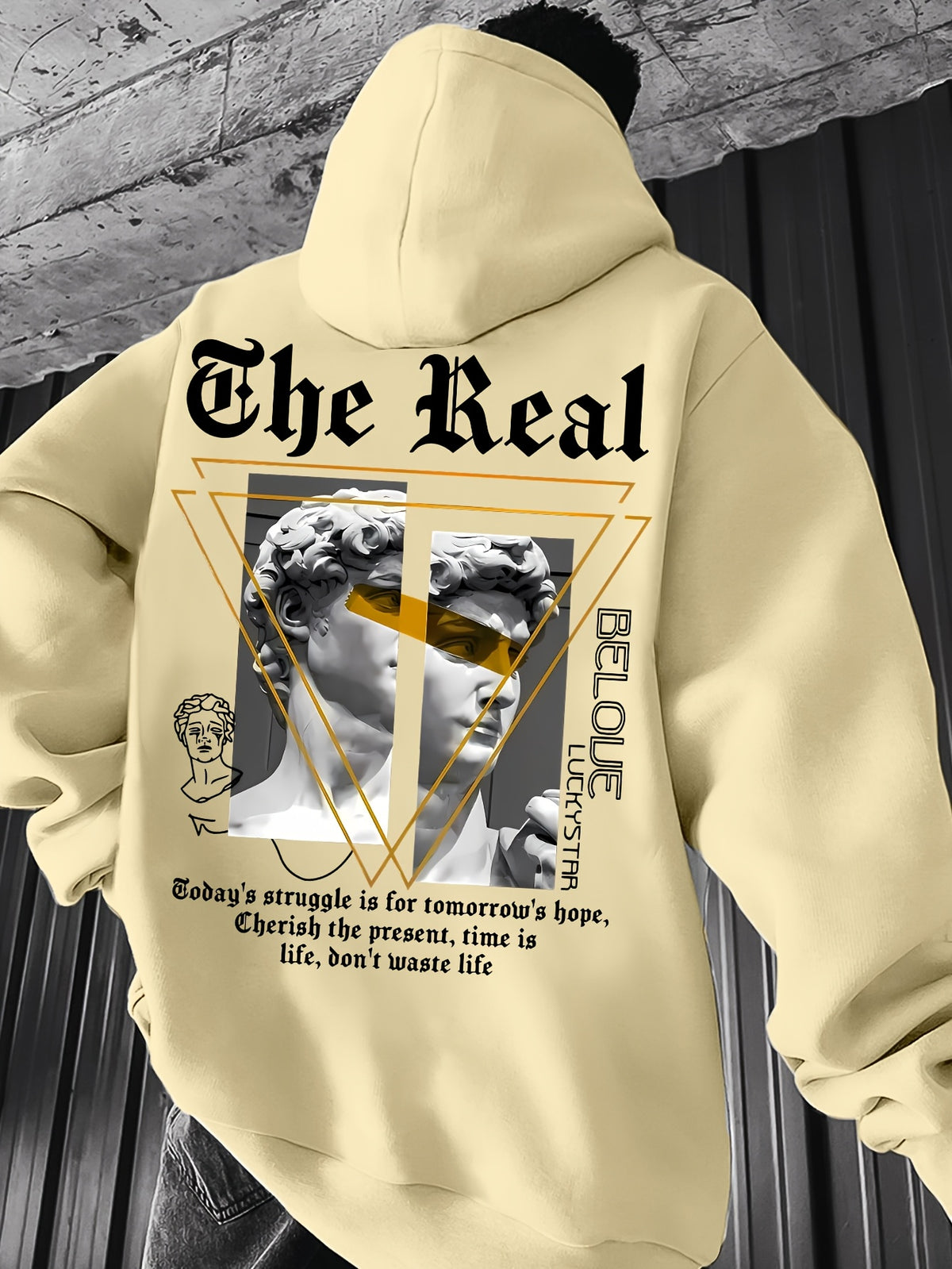 Men's Hooded Sweatshirt with  Color-Block Patchwork Design, Print, and White Drawstring. Fashionable Pullover Long-Sleeve Sweatshirt for Daily Shopping, Lounging, and Outings - Mixed colors