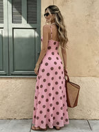 Women's New Spring/Summer Casual Date & Vacation Style Floral Print Spaghetti Strap V-Neck Waist-Cinching Elegant Dress - Mixed Color 3