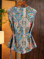Women'S New Paisley Top, V-Neck Cross-Tie Sleeveless Slim Shirt, Fashion Casual Vest Suitable for Work, Vacation, Dating, Multi-Purpose Summer - Mixed colors