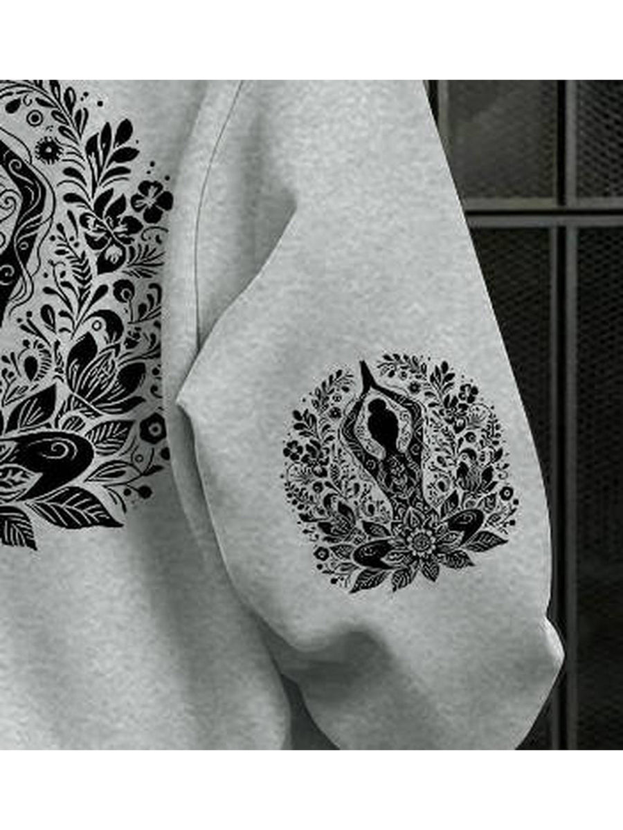 [Printed Design-Not Textured] Barcode Women'S Back Three Prints Hooded Sweatshirt Lotus Zen Printed Hoodie - Soft Casual Long Sleeve with Pockets, Comfortable for Women'S Daily Wear And Home, Streetwear - Mix Color 6