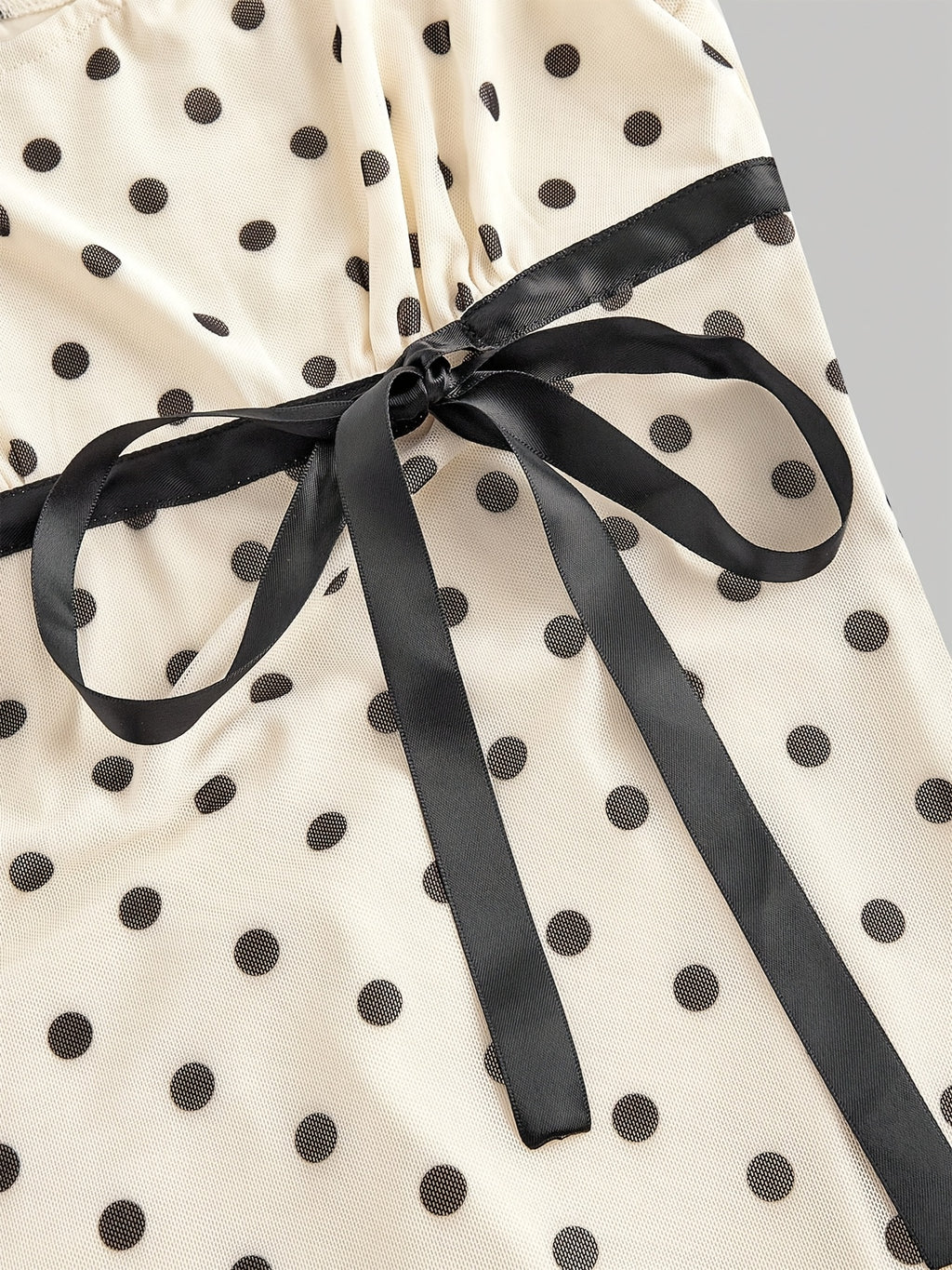 Square Neck Dress, Summer Pure Desire Style Bow Waist Cinching Short Bodycon Skirt, Sweet Style Printed Dress, Summer Date Ribbon Bow Waist Cinching Mesh Mini Skirt, Suitable for Birthday Parties, Weekend Parties, and Vacation Outings - Apricot