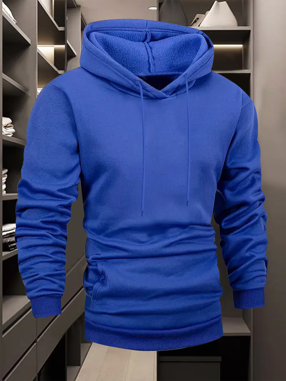 Men's Casual Versatile Hooded Sweatshirt, Fashionable and Trendy Fitness Graphic Print, Outerwear for Outdoor and Home Wear, Men's Casual Pullover Hooded Sweatshirt - Blue