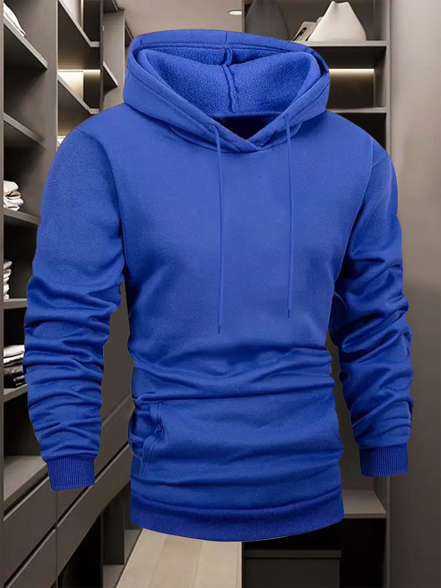 Men's Casual Versatile Hooded Sweatshirt, Fashionable and Trendy Fitness Graphic Print, Outerwear for Outdoor and Home Wear, Men's Casual Pullover Hooded Sweatshirt - Blue