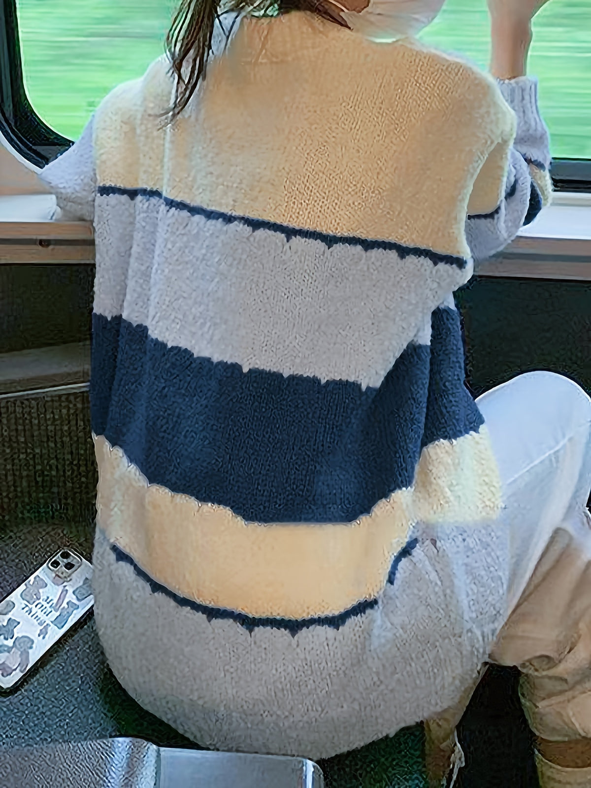 Autumn Winter New Multicolor Striped Sweater - Blue And White