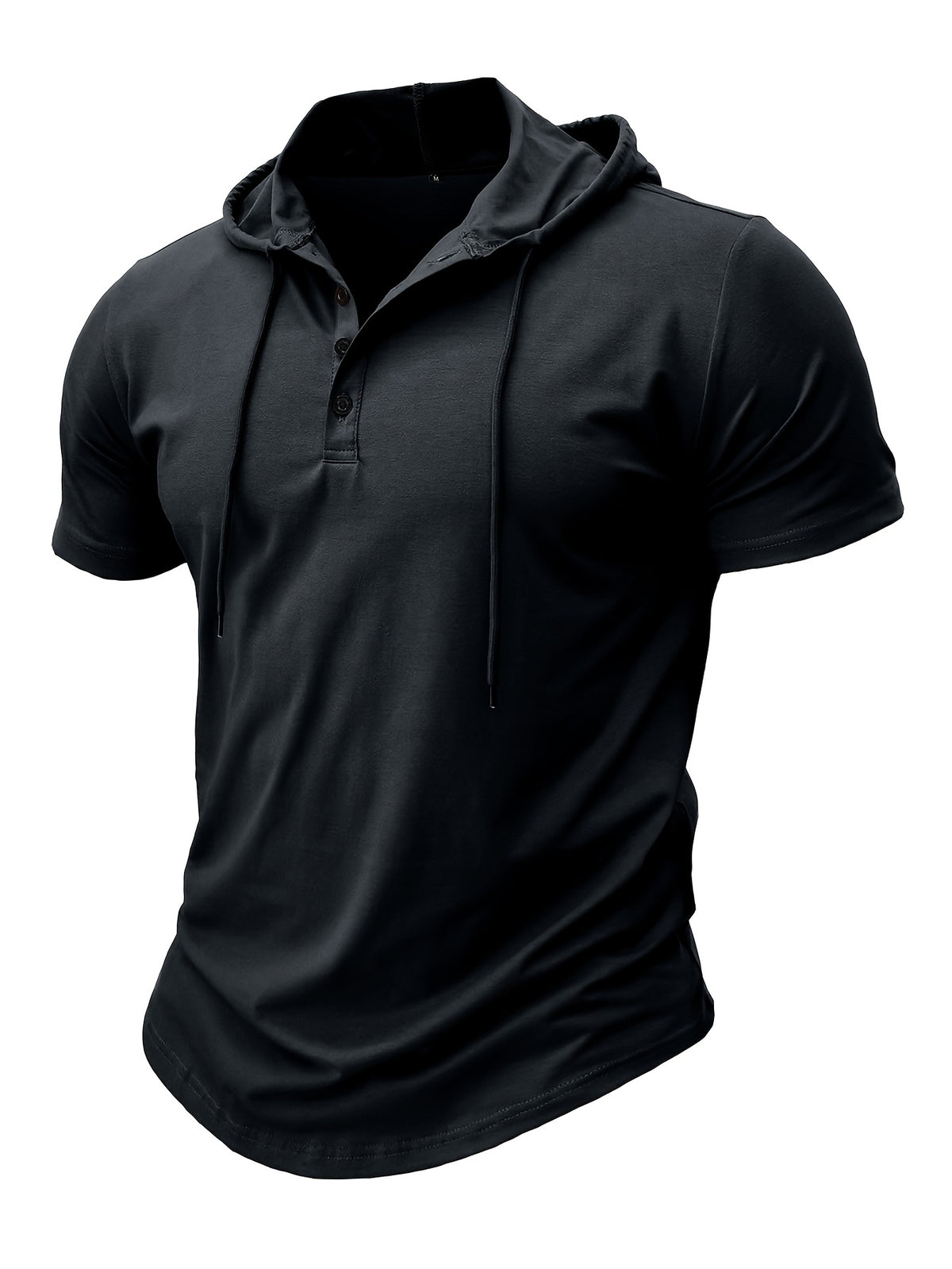 European and American Cross-Border Hooded Casual Sweatshirt for Men, Solid Color Hoodie Top, Men's Sportswear, Fitness Men's Short-Sleeve T-Shirt - Black