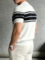 Men'S Color-Block Short-Sleeve Knit Pullover, Regular Round Neck Top, Business Casual Summer New - White