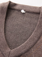 Men's Solid Color V-Neck Sweater - Warm Winter Knit Pullover with V-Neck Collar, Basic Long-Sleeve Knitwear Suitable for Fall and Winter, Casual Office Wear, Hand Washable Regular Fit Sweater for Layering - Pickle