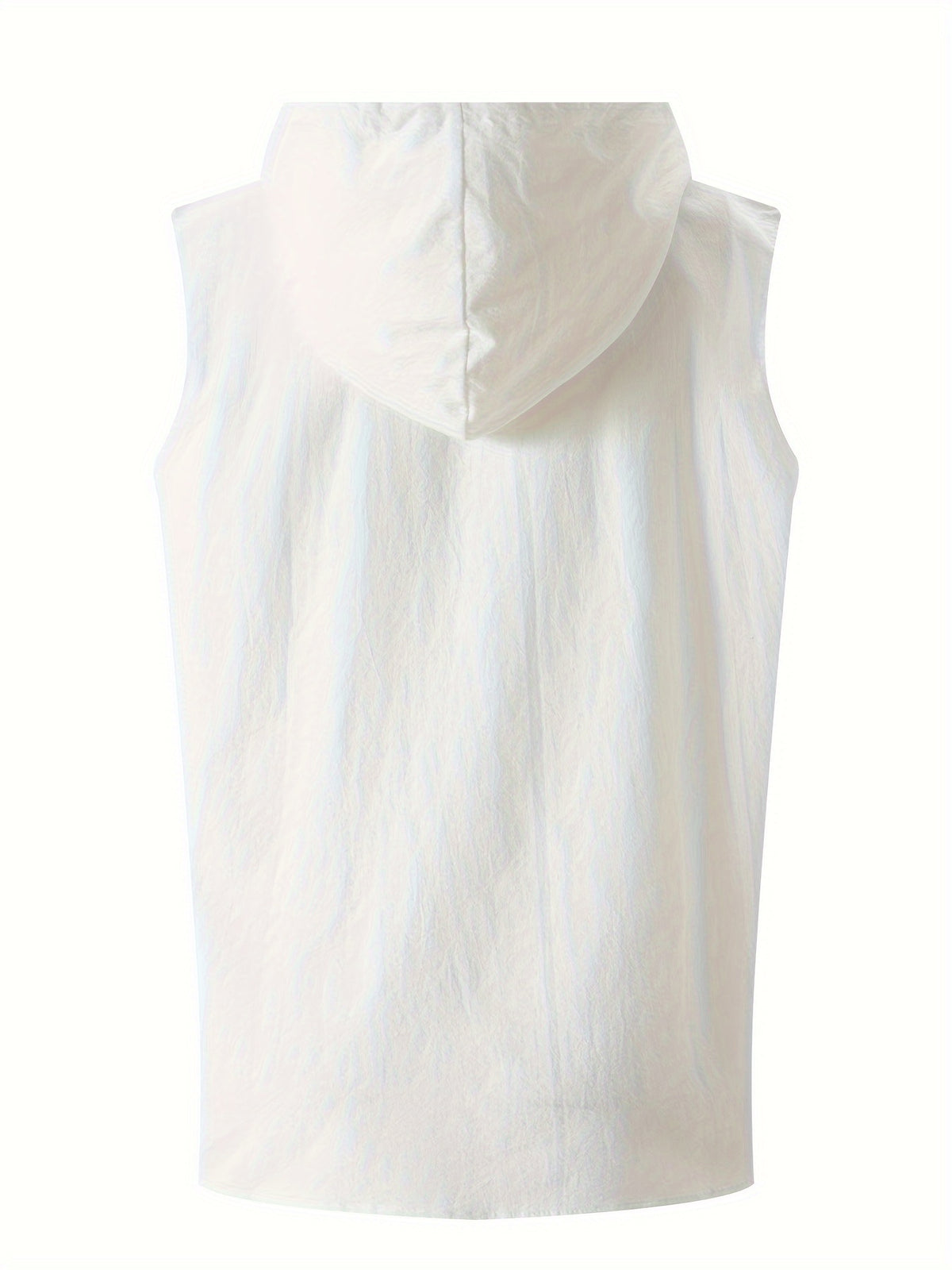 Men'S Solid Color Sleeveless Fashion Sports Hooded Top - White
