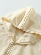 Warner Bros Official Casual Full-Zip Hooded Cardigan Sweatshirt with Kangaroo Pocket, Ribbed Cuffs and Hem, Loose Drop Shoulder Unisex Streetwear Versatile Outerwear for Autumn/Winter Daily Street Trend Long-Sleeve Hoodie - Apricot