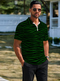 Men's Summer Waffle Knit Stand Collar Half-Zip Polo Shirt, Simple Solid Color Short Sleeve T-Shirt, Outdoor Commuting Breathable Slimming Versatile Basic Top - Mixed colors