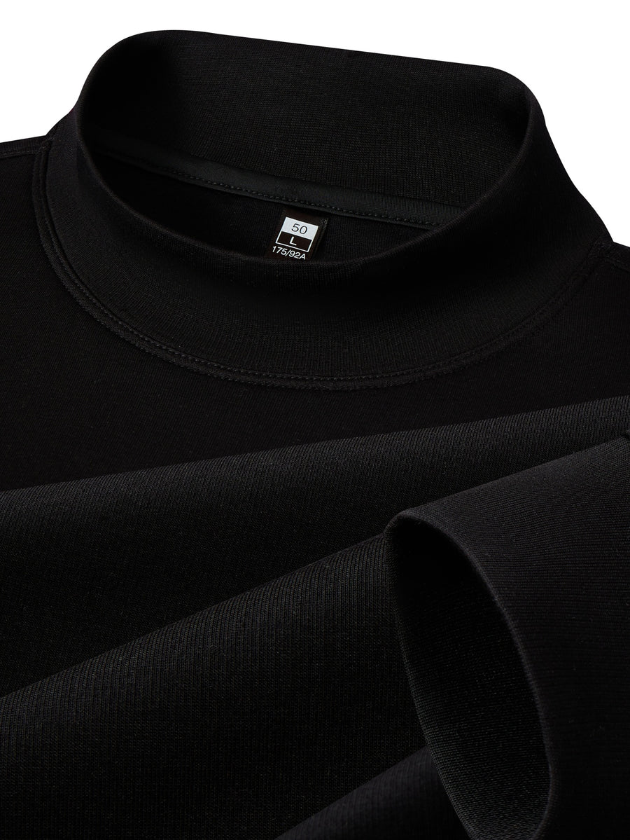Autumn/Winter New Style Solid Color Half-Turtleneck Lyocell High-Quality Long-Sleeve Knit Base Layer, Versatile and Warm Men's Sweater, Skin-Friendly, Comfortable, Durable, and Breathable Men's Top, Cold-Proof Pullover FL27 - Black