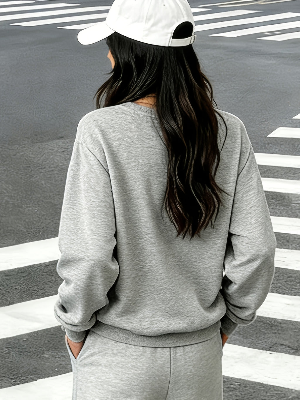 Single Purchase of a Trendy V-neck Sweatshirt with Long Sleeves, Paired with a Shirt for a Visually Striking Campus Elegant Style. Image for Reference Only, Not a 2-in-1 Look - Light Grey