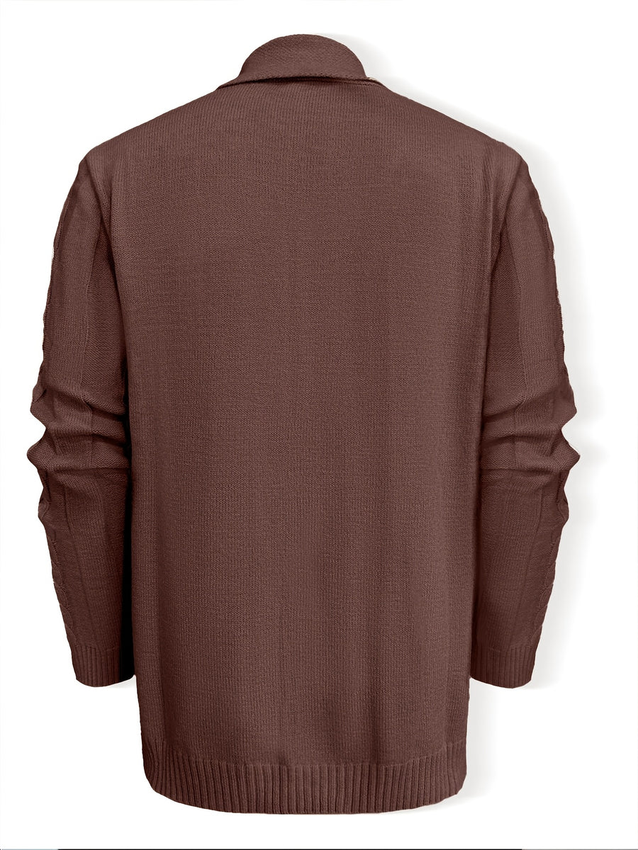 Men's Casual Sport Knit Cardigan, Fashion Knit Cardigan Jacket | Long Sleeve Thickened for Autumn and Winter, Warm, Featuring Cable Knit Craftsmanship, Casual Style Sweater with Button Closure, Regular Fit Long Sleeve Casual Style for Autumn and - Coffee Color