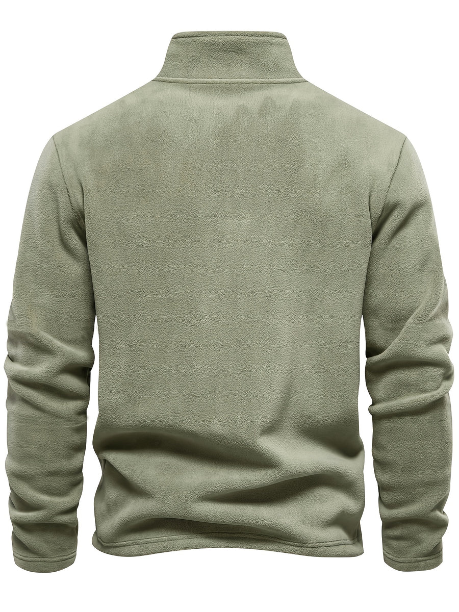 Men'S Winter Base Layer Outer Wear Comfortable Fleece Warm Stand-Up Collar Long Sleeve Sweatshirt 5pcs Set - Mint green + mint green + mint green + mint green + mint green