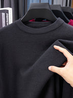 Minimalist City Round Neck Sweater for Daily Commute - Deep Gray