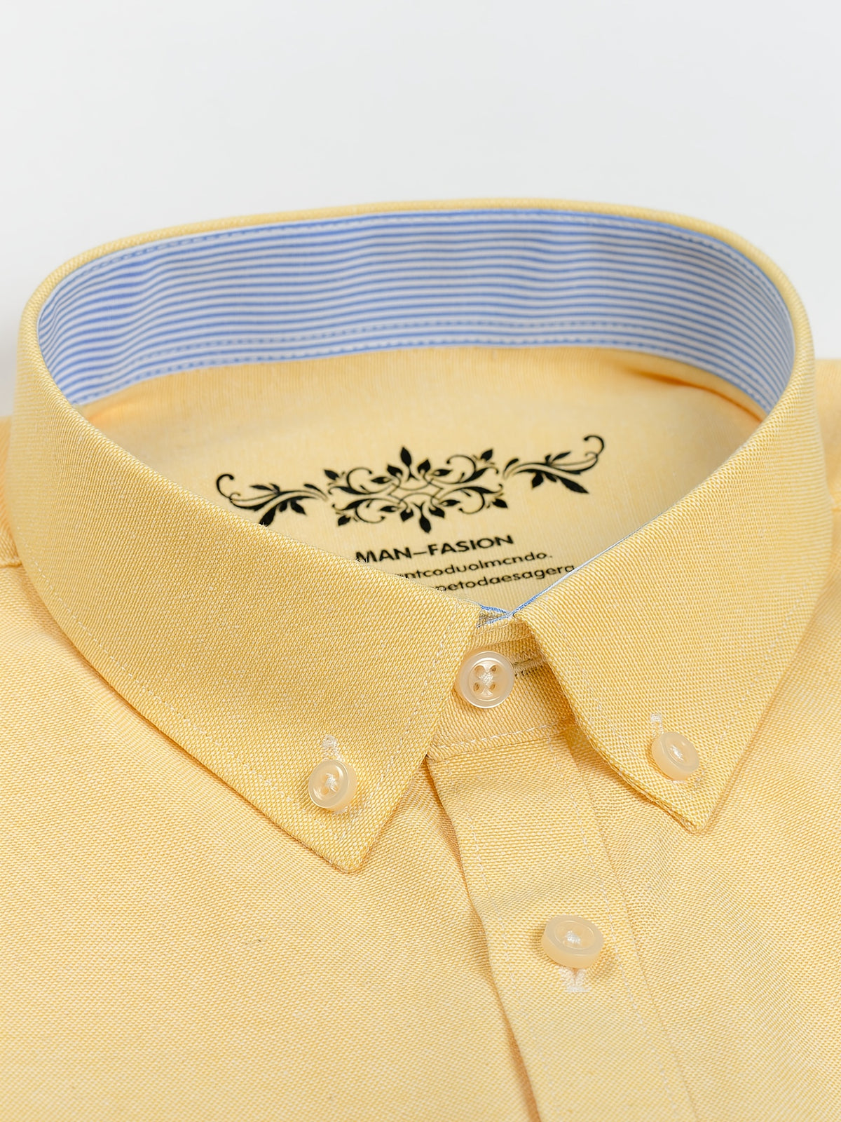 Men'S 60% Long Sleeve Solid Casual Sturdy Oxford Shirt - Yellow