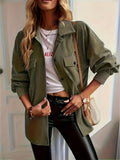 Women'S Button-Up Shirt - Olive Green