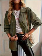Women'S Button-Up Shirt - Olive Green