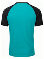 5-Pcs Summer Men'S Short-Sleeve T-Shirt, Raglan Sleeve Henley Shirt, Multi-Color Solid Casual Sports Top, Button-Up Round Neck Shirt - Mineral Green