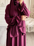 1pc Fashionable, Elegant and Casual One-piece Solid-colored Bellows Sleeve Suitable for Daily Wear. Loose and Comfortable Women's Abaya Robe.abayas for Women Muslim Kleider Damen Abaya for Women Stylish Khimar Ladies Abaya - Deep Red