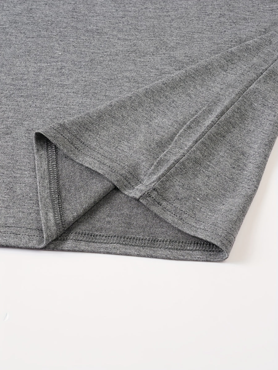 KJ-P035 Men's Daily Outdoor Casual Short-Sleeve Polo Shirt, Solid Color Henley Neck Top, Versatile T-Shirt for Fitness, Commuting, and Multiple Scenarios - Dark Gray