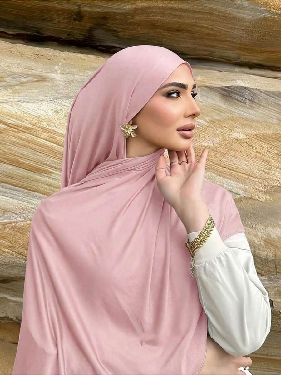 Women'S Jersey Headscarf - Soft, Breathable, And Secure Fit; a Modest Wrap Suitable for Daily Wear, Commuting, Wind, And Shielding - Pale Pinkish Gray