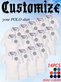14pcs Classic Solid Color Men'S Polo Shirts, Breathable Lapel High Quality Shirts Casual Fashion Sport - White