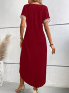 Fashion Elegant Long T-Shirt For Women - Burgundy