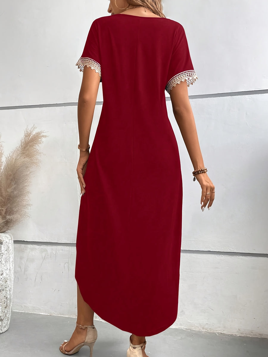 Fashion Elegant Long T-Shirt For Women - Burgundy