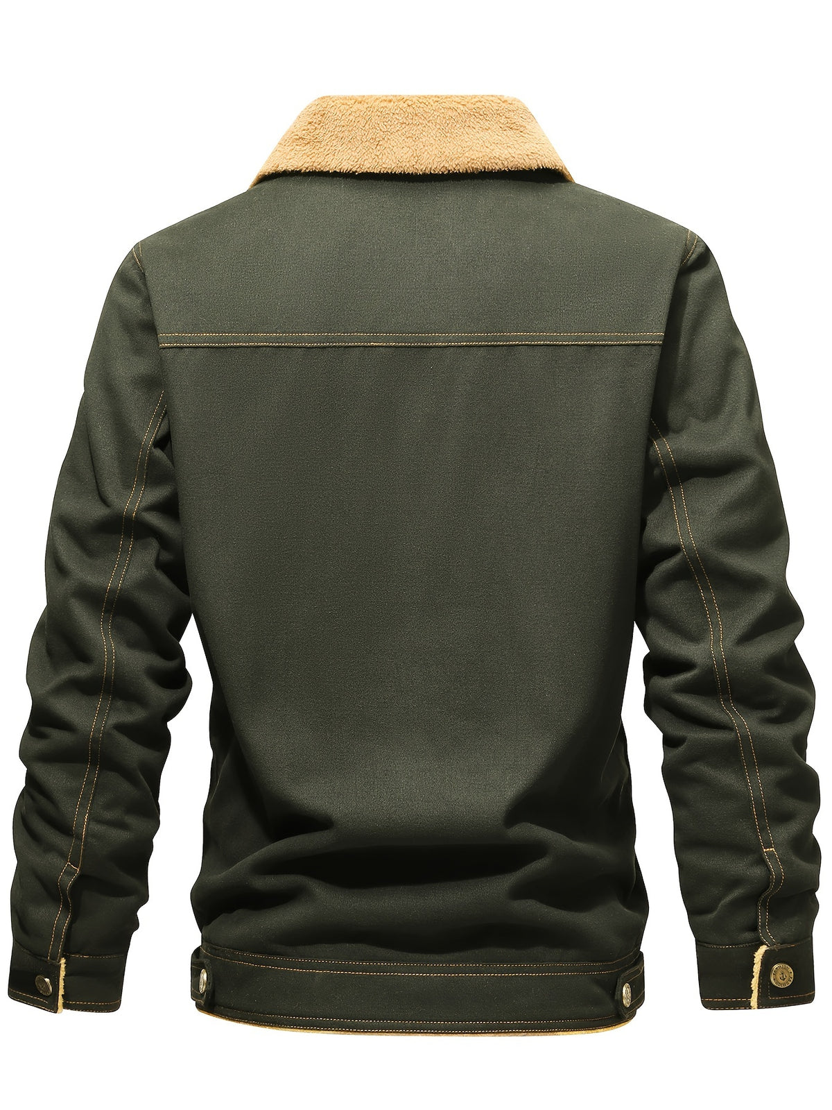 Men'S Thickened Fleece Jacket for Autumn And Winter, Stylish British-Style Warm Coat, Trendy -Inspired Outerwear - fern green
