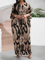 Women's Middle Eastern Robe, Casual and Comfortable V-Neck Loose Long Tunic with Slit for Beach Vacation Cover-Up Dress - Camel
