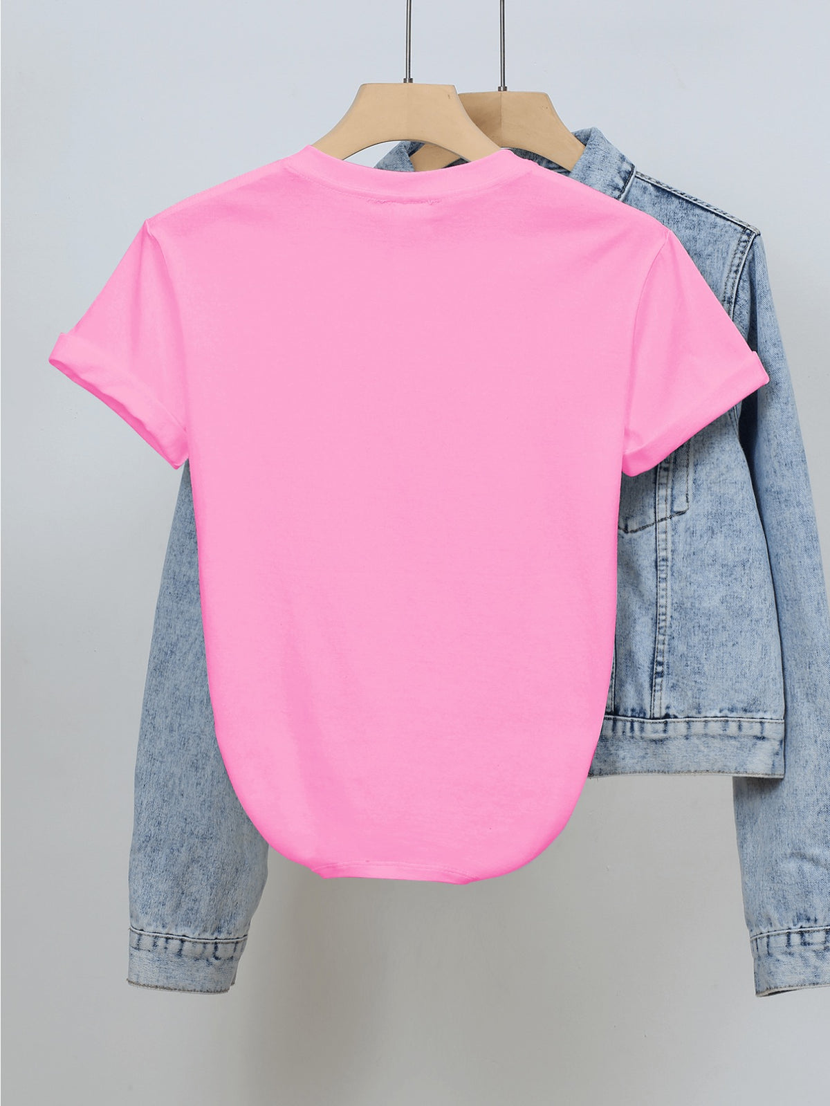 Disney Licensed Women'S Popular Printed Graphic T-Shirt Featuring Mickey And Minnie in a Trendy Street Style. This Short-Sleeve, Round-Neck Tee Has Multiple Prints on The Sleeves - Pink