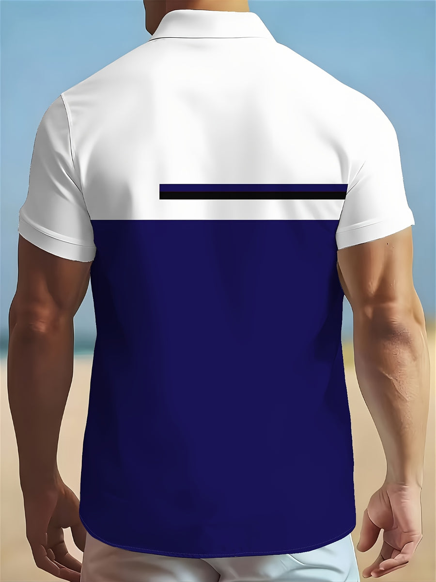 Fashionable and Minimalist Men's Shirt, 3D Printed Men's Summer New Short-Sleeve Shirt - White