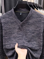 New Men's Long-Sleeve Warm Fashionable Versatile Knit Sweater - Purple