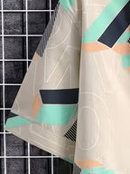 Men's Streetwear Brand Color-Block Geometric Letter Print Short-Sleeve Shirt, Summer Loose Fit Casual Seaside Vacation Shirt, Light Luxury Large Letter Geometric Pattern Loose Thin Versatile Top - Mixed colors