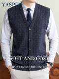 Men'S Fall Winter Knit Cardigan Vest with Pockets, Old Money Style, Soft Warm Cold-Resistant, Ideal for Daily Casual, Outdoor Activities & Casual Layering, Perfect Gift for Father And Husband - Medium Gray