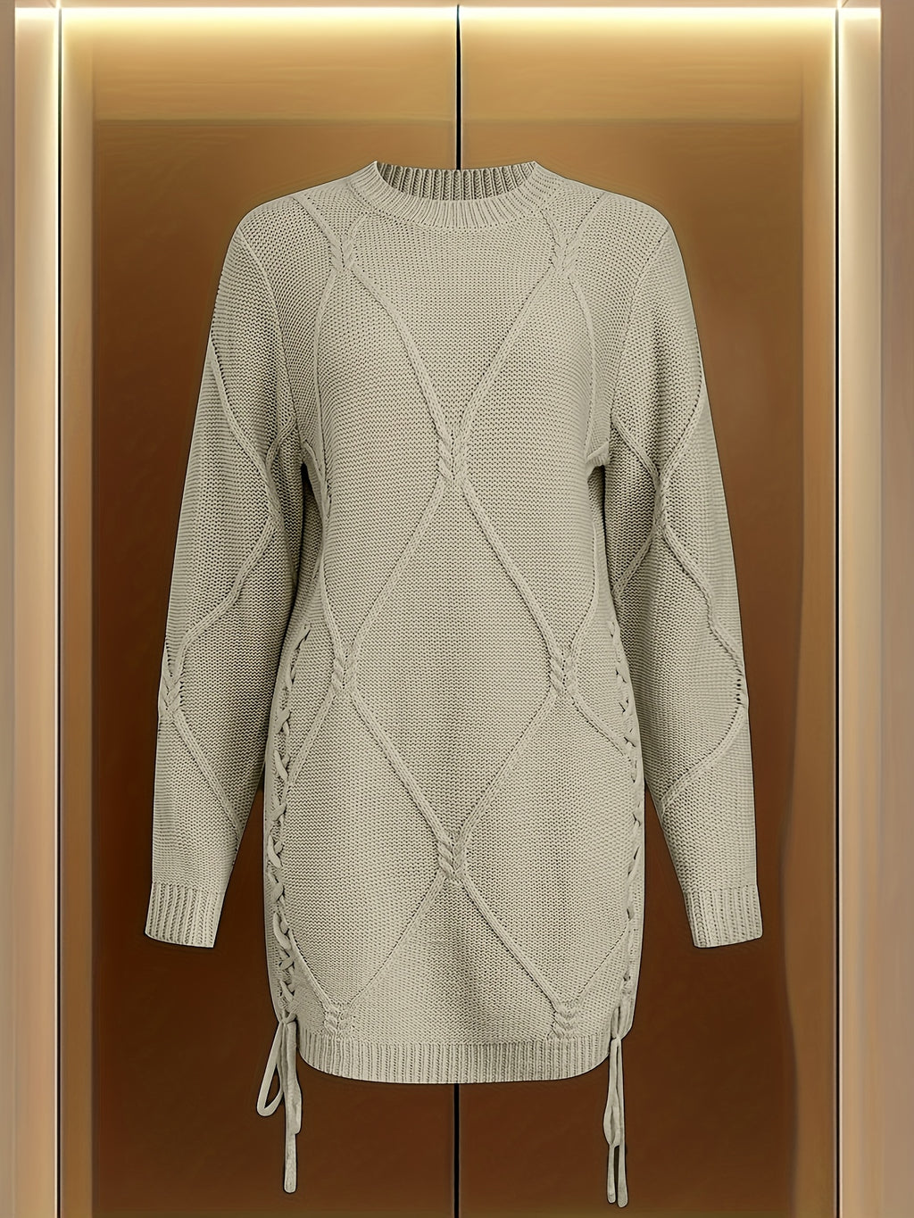Vika Xiang Style Trendy Cable Sweater for Creating a Focus Look in Autumn and Winter Fashion - Grey