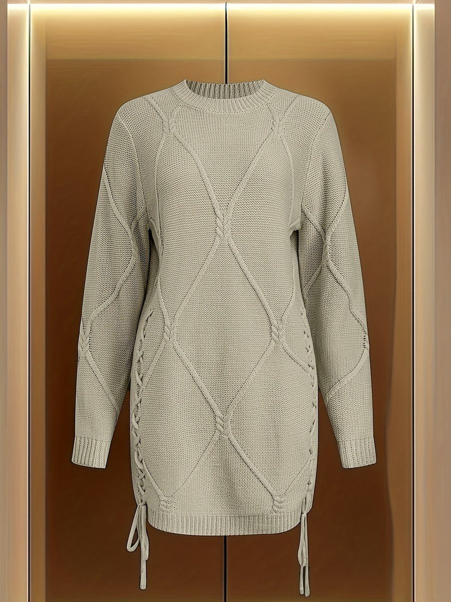 Vika Xiang Style Trendy Cable Sweater for Creating a Focus Look in Autumn and Winter Fashion - Grey