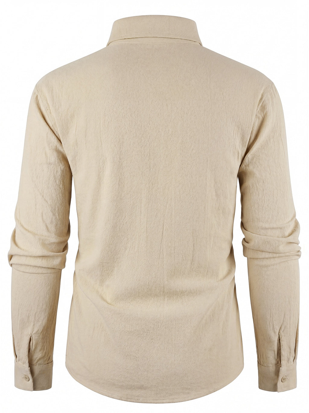 Retro Casual Men'S Long Sleeve Cardigan Shirt TOHATSU Logo Easy Letter Print Textured Loose Casual Shirt - Apricot