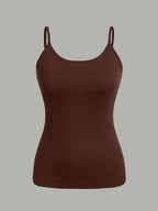 Fashion Women'S Camisole Vest Adjustable Buckle Style Women'S Clothing Sexy Lingerie 2pcs Set - Coffee+Pink